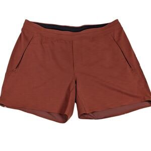 Lululemon Men’s Athletic Running Shorts XL Rust Brown Lined Zip Pockets